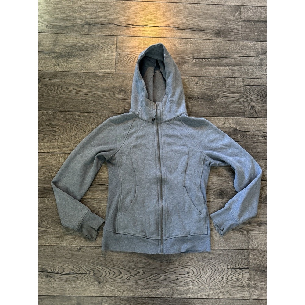 Lululemon Scuba Hoodie Womens 8 Gray Jacket Thumbholes Yoga Gym Jog Athleisure